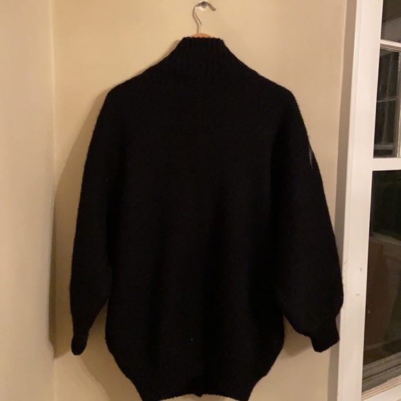 (Like new) Vintage oversized 90s Sweater Coat with Black pleather appliqué - Picture 9 of 9